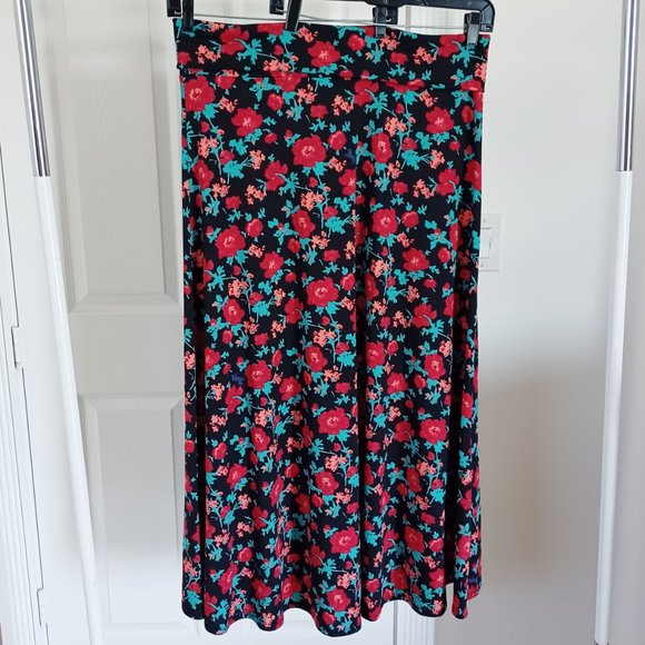 LuLaRoe Floral Black and Red Women's maxi Skirt - Picture 2 of 5